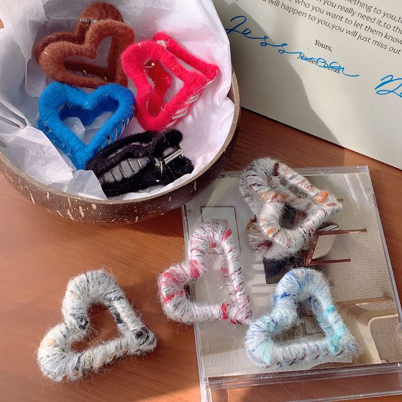 Autumn Winter Wool Love Hairpin Metal Shark Hair Claw Clip