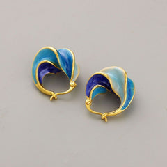 French vintage Earrings Premium Touch earrings All-match enamel glaze drop oil spiral pattern High quality earrings for women