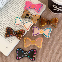 Sweet cool girl color hair clip hand knitted wool bow duck beak clip bow hair barrette accessories