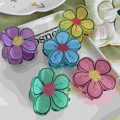 New children's graffiti flower claw clip cute Hair Bun claw clip Girl sweet dopamine hair accessories