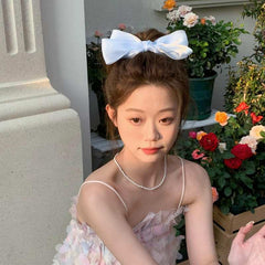 Sweet bow clip sen fairy Korean hairpin gauze ribbon fresh spring clip sweet hair accessories