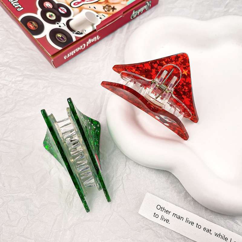 2023 Christmas Glitter Acrylic Santa Claus Hair Clip Accessories
