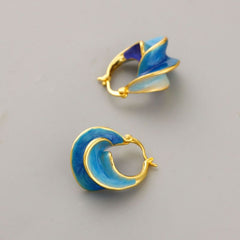 French vintage Earrings Premium Touch earrings All-match enamel glaze drop oil spiral pattern High quality earrings for women