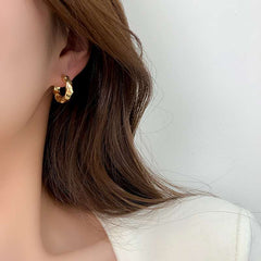 Metal Marble earrings small earring simple commuter ins high-grade earrings