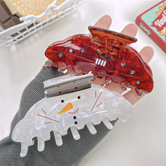 Christmas claw clip fun snowman Elk hair claw shark clip cute hair accessories
