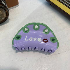 New acetic acid clip letters LOVE color matching simple hair clip cartoon circle hair grab wave circle back head clip