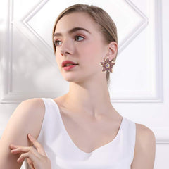 Fashion personality creative new five-pointed star ring alloy diamond pearl earrings