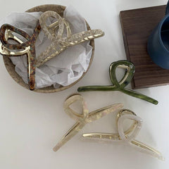 Acetic acid hair clip Korean celebrity large cross back head shark clip temperament floral grab clip pearl hair accessories