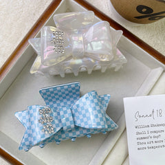 Rhinestone bow claw clip Heavy double butterfly hair clip Niche diamond-lettering shark clip female hair accessories
