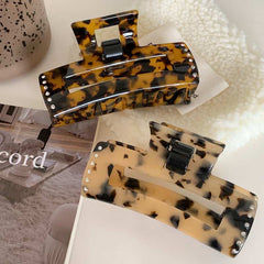 Korean Ins hairpin French style vintage tortoiseshell claw clip large square back head bun hair accessories