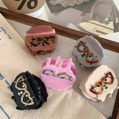 Cute glasses puppy claw clip medium size clip pan hair claw girl hair accessories childlike sweet headdress