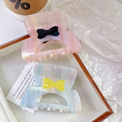 Korean bow hair clip cute acetic acid shark clip sweet gradient color girl claw clip hair accessories