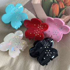 Korean light luxury diamond grab five-leaf flower acetate hairpin small gentle sweet cute shark clip
