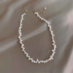 Irregular natural pearl necklace for women ins cold wind short collarbone choker temperament necklace