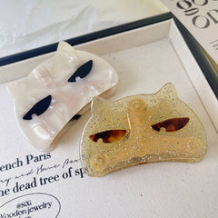 New cat clip temperament acetic acid clip sweet cute metal shark clip acetate cat glitter hair claw female hair accessories