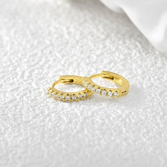 Earrings simple circle micro-inset single row zircon ear ring female ear buckle jewelry