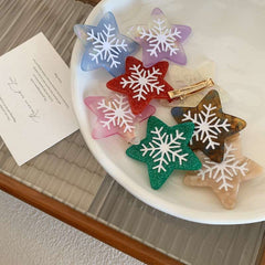 Pentagram acetate hairpin Cute Snowflake fringe side clip Simple temperament duck clip delicate barrette new