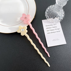 Acetic acid plate flower disc hairpin simple hair clasp back head rhinestone hair stick