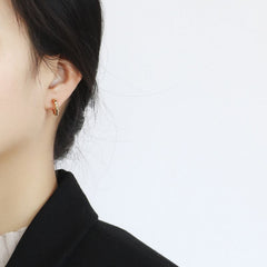 French gold diamond-set diamond design sense earrings female vintage C-type large circle earrings