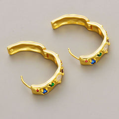 18K Earring New inlaid diamond enamel glaze drop oil exaggerated niche irregular shape temperament earrings girl