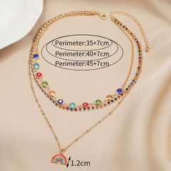 New multicolored multi-layer necklace for female niche design feel claw diamond rainbow fold wear summer dopamine necklace