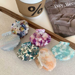 Personality Niche shell Shape Color acetic acid rhinestone Delicate claw small side hair clip Hair accessories