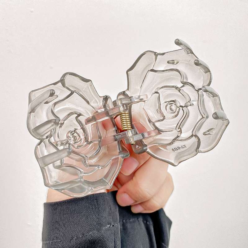 French Retro Rose Shark Clip Flower Hair Accessory Niche Design