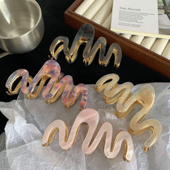 Fashion Metal Wave Acetic Acid Hairpin New Temperament Hair Jumbo Hair Claw Clip Accessories
