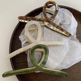 Acetic acid hair clip Korean celebrity large cross back head shark clip temperament floral grab clip pearl hair accessories