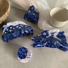 Blue Dream Star hairpin Creative niche acetate shark clip grab clip large hair volume back head headpiece