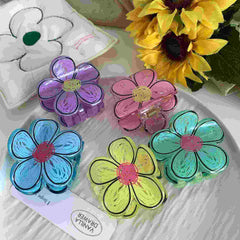 New children's graffiti flower claw clip cute Hair Bun claw clip Girl sweet dopamine hair accessories