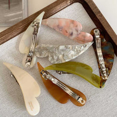 Korean simple temperament acetic acid oblique heart hair clip edge clip Japanese girl heart spring clip bangs clip hair accessories