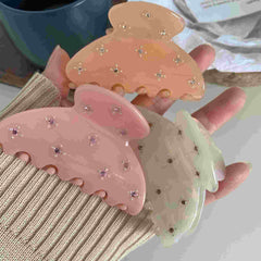 Acetic acid semicircle clip French vintage rhinestone hair claw temperament shark clip