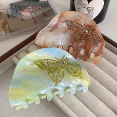 Korean acetic acid clip ins color diamond-encrusting butterfly light luxury minority hair claw back head hair half round shark clip