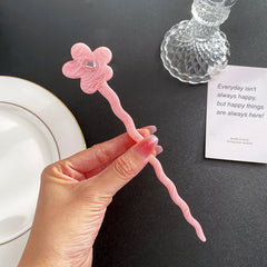 Acetic acid plate flower disc hairpin simple hair clasp back head rhinestone hair stick