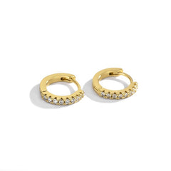 Earrings simple circle micro-inset single row zircon ear ring female ear buckle jewelry