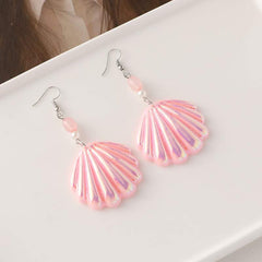 New fashion pink shell beaded jewelry set Bright color small fresh acrylic earring necklace bracelet