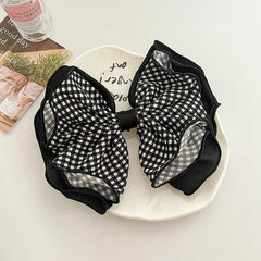 Korea small fresh plaid curly edge bow hairpin tied hair head spring clip hairpin