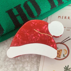 New Christmas red green Santa hat hairpin hair accessories Cute fairy back of head grab clip shark clip side clip