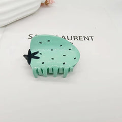 Korean new popular green strawberry fruit clip small fresh hairpin semi-tie hair accessories hair claw clip