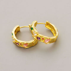 18K Earring New inlaid diamond enamel glaze drop oil exaggerated niche irregular shape temperament earrings girl