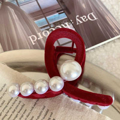 ins back head claw clip female 2023 new pearl hairpin temperament shark clip advanced sense accessories