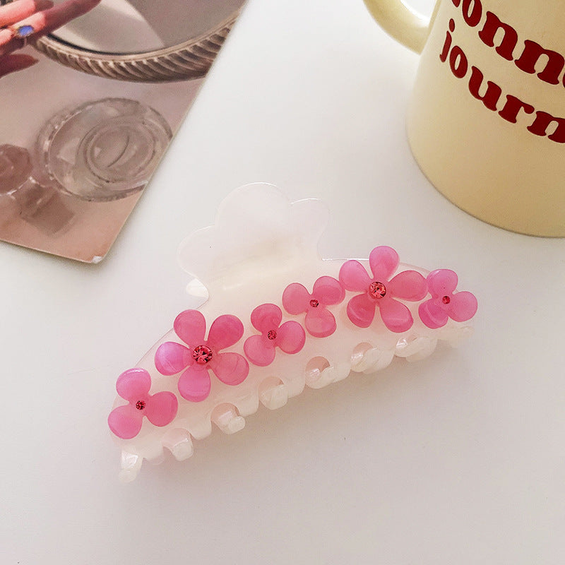 Vintage Acetate Flower Diamond Claw Hair Shark Clip Accessories