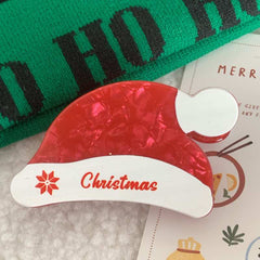 New Christmas red green Santa hat hairpin hair accessories Cute fairy back of head grab clip shark clip side clip