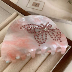 Korean acetic acid clip ins color diamond-encrusting butterfly light luxury minority hair claw back head hair half round shark clip