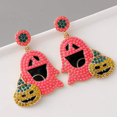 Halloween pumpkin Ghost earrings female niche personality rice beads pearl earrings