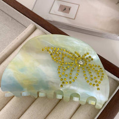 Korean acetic acid clip ins color diamond-encrusting butterfly light luxury minority hair claw back head hair half round shark clip