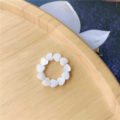 Simple and natural fresh water pearl elastic ring network red ins retro shell love ring