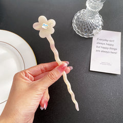 Acetic acid plate flower disc hairpin simple hair clasp back head rhinestone hair stick