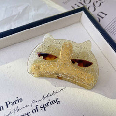 New cat clip temperament acetic acid clip sweet cute metal shark clip acetate cat glitter hair claw female hair accessories